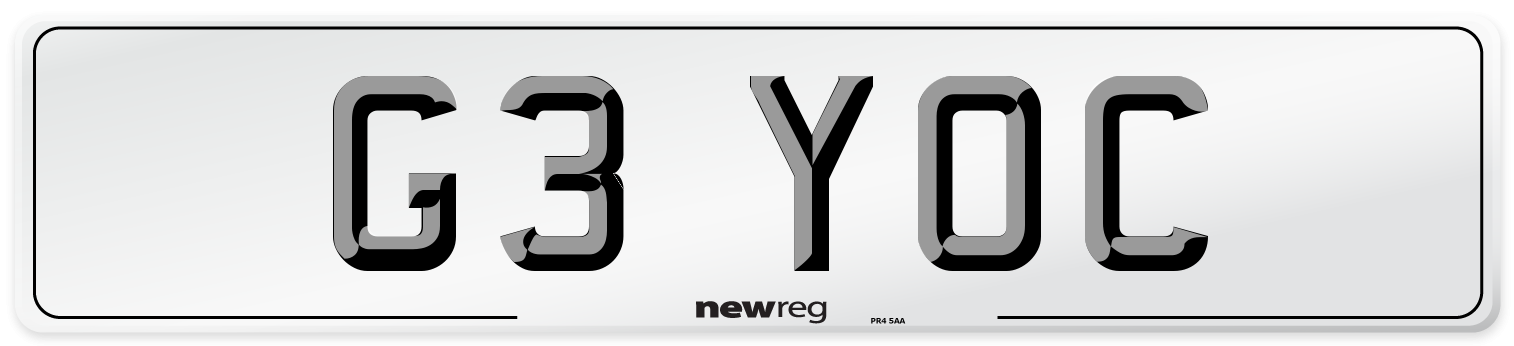 G3 YOC Number Plate from New Reg